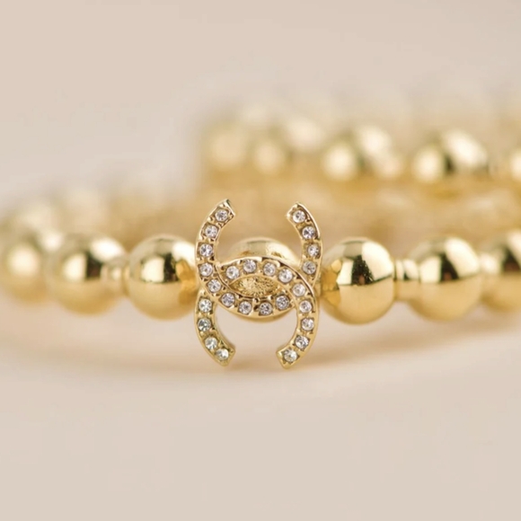 CHANEL Jewelry - CHANEL✨CC Crystal Beaded Hoop Earrings